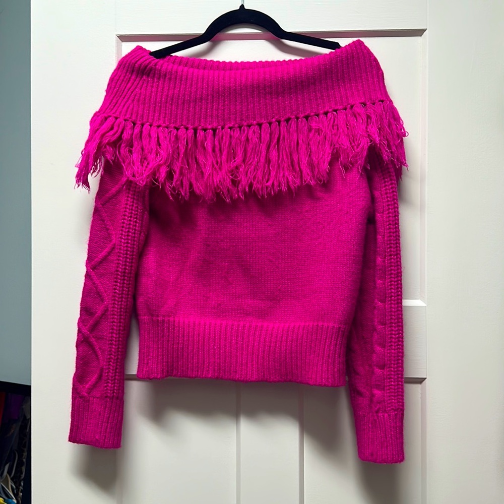 Hot pink off the shoulder sweater size small